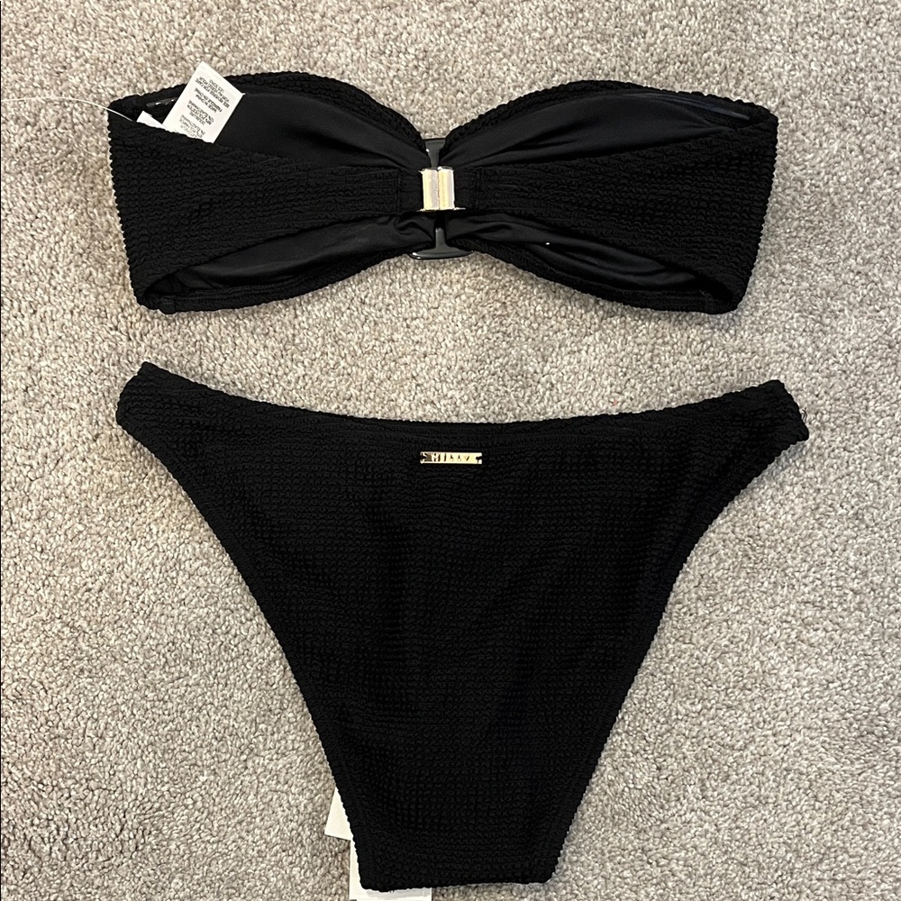 NWT Milly Black Bandeau Bikini Set Size S